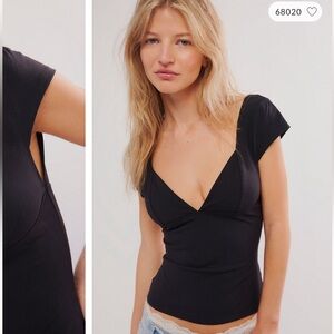 INTIMATELY FREE PEOPLE DUO CAP SLEEVE TOP